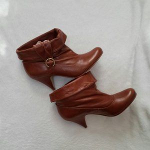 French Connection Brown Leather Booties Women Size EUR 39